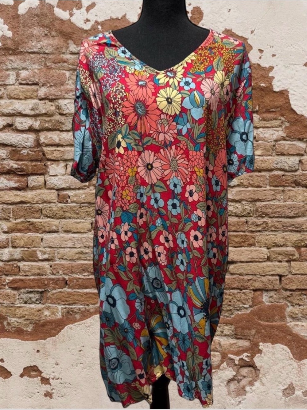 NATURAL LIFE Floral Dress in Red, Blue & Pink